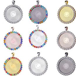 25 30 35mm Custom Rould Memory Photo Pendant Bling Rhinestones Pendant with Glass Alloy Jewelry DIY Accessories for Children Festival gifts