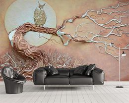 Classic 3d Wallpaper 3D Three-dimensional Relief Moonlight Tree Beautiful Background Wall Mural Interior Decoration Wallpaper