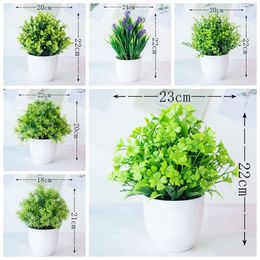3pc Artificial Plants Green Bonsai Small Tree Pot Plants Fake Flower Potted Ornaments for Home Decoration Craft Plant Decorative