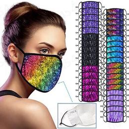 Fashion Sequin Masks Women Dust-proof Anti-haze Face Mask With Put into Filter Sheet Resualble Washable 8 Color HH9-3247