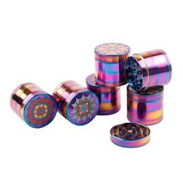 40MM Rainbow Cool Pattern Zinc Alloy Herb Tobacco Grind Spice Miller Grinder Crusher Grinding Chopped Hand Muller Cigarette Smoking Tool