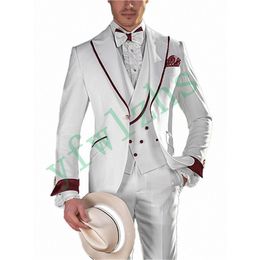 Handsome One Button Groomsmen Peak Lapel Groom Tuxedos Men Suits Wedding/Prom/Dinner Best Man Blazer(Jacket+Pants+Tie+Vest) W354