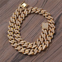 13mm Width 16/18/20inch Gold Silver Plated Bling CZ Miami Cuban Chain Necklace Bracelet Jewelry for Men Women Hot Gift