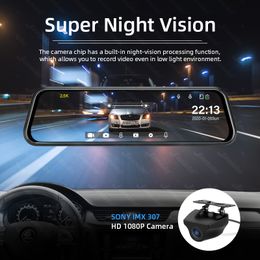 Freeshipping 10 inches Touch Screen 2.5K Car DVR stream media Dash camera Dual Lens Video Recorder Rearview mirror 1080P Rear camera