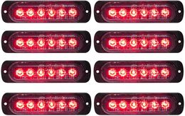 Wholesale 100Pcs Red 6 LED Ultra-thin Car Side Marker Lights for Trucks Strobe Flash Lamp LED Flashing Emergency Warning Light