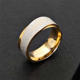 2021 New Fashion Gold Rings Men Frosted Stainless Steel Size 7-11 Finger Rings Jewellery Ring Gift