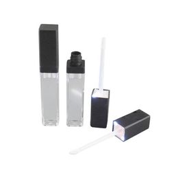 New 7ML LED Empty Lip Gloss Tubes Square Clear Lipgloss Refillable Bottles Container Plastic Lipgloss Makeup Packaging with Mirror