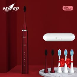 SEAGO Ultrasonic Sonic Electric Toothbrush 5 Mode USB Rechargeable Electronic Tooth Brush Waterproof Teeth Whitening