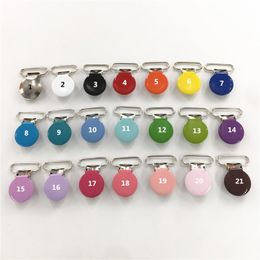 30pcs/lot 1'' 25mm round metal suspenders soothers holder for baby dummy pacifier Chain clips Lead Free