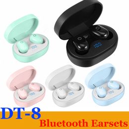 DT-8 DT8 TWS Earbuds Earphones Single Touch Control Headphones HD Stereo Wireless Earsets Noise Cancelling Gaming Headset With LED Display