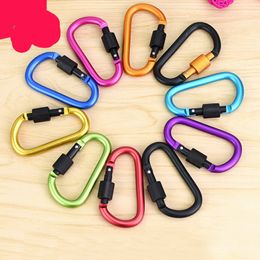 8CM D Type Carabiner With Lock Quick Hanging Nut Buckle Hanging Buckles Aluminium Backpack Hanging