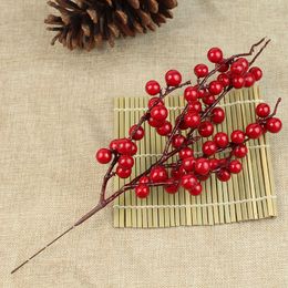 PE Berry Red Fruit plant Berries Artificial Flower red cherry branches Flower Christmas Decorative Wedding decoration love gift 30 pcs