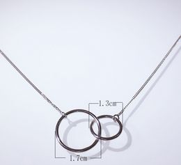 Hot Sale Classical Infinity Double Circle PendantLuxury Jewellery Soild 100% 925 Sterling Silver Eternity Party Clavicle Chain Necklace