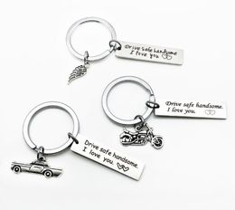 Biker Gift Drive Safe Keychain Stainless steel Drive Safe Handsome Motocycle Keychain Gift for Biker