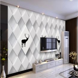 Modern simple three-dimensional diamond geometry wallpapers TV background wall 3d murals wallpaper for living room