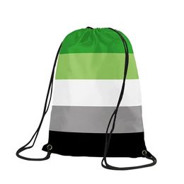 Wholesale Aromantic Pride Drawstring Backpack Sports Gift Customise Outdoor Fashion 35x45cm Polyester Digital Printing for Women Kids Tra