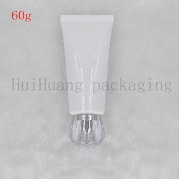 30pcs 60g Empty white Soft Refillable Plastic Lotion Tubes Squeeze Cosmetic Packaging, Lids Bottle Container