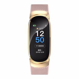 Novos Esportes Impermeável Water Watch Watch Women Smart Pulseira Banda Bluetooth Frequência Coração Monitor Fitness Tracker SmartWatch Metal Case