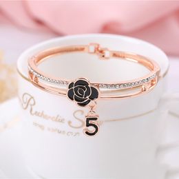 Fashionable Accessories Rose Gold Set Diamond Jewellery Bracelet Watch Chain Ins Trend Web Celebrity Elegant Bracelet Gifts For Girlfriend