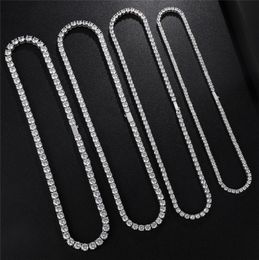 3mm 4mm 5mm 6mm Gold Silver Colors Bling CZ Tennis Chain Necklaces CZ Cubic Men Chain Fashion Jewelry