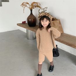 Autumn New Arrival Girls Knitted Sets Top+short Kids Clothing for