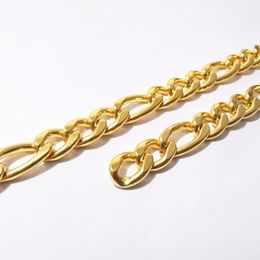 3 Meter Lot Golden stainless steel Figaro Link Chain jewelry findings marking diy jewelry 7mm wide in bulk