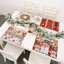 Winter Holiday Placemat Christmas Santa Claus Heat-Resistant Washable Table Place Mats for Kitchen Dining Table Decoration JK2008PH