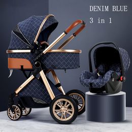 Luxury Stroller 3 in 1 High landscape Baby Cart Can Sit and Lie Pushchair Cradel Infant Carrier1342I