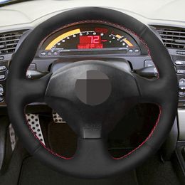 DIY Black Genuine Leather Suede Car Steering Wheel Cover For Honda S2000 2000-2008 Civic Si 2002-2004 Acura RSX Type-S 2005