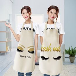 Eye lashes Printed Kitchen Apron men women Chef Cooking Aprons Cotton Linen Waist apron cleaning