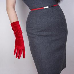 Velvet Gloves In The Long Red Christmas Women'S High Elastic Gold Touch Screen Gloves 40cm SRHS40