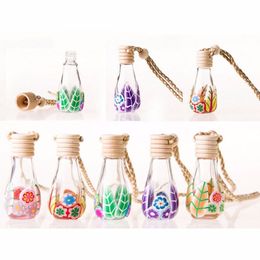 8-15ml Polymer Clay Glass Essence Oil Diffuser Perfume Empty Bottle Car Hang Decoration Tourist Souvenirs Party Gift