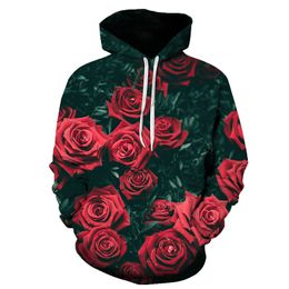 Fashion Rose Hoodie Unisex 3D Print Rose Sweatshirt Men's Pullover Casual Shirt Sportswear