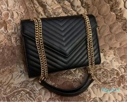 Designer- Famous designer Shoulder bag Pu leather Fashion Gold chain bag Cross body Pure Colour Female women handbag cross body