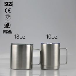 10oz 18oz Coffee Mug Stainless Steel Car Mug Double Wall Vacuum Insulated Tumbler with Lid and Handle Free Shipping