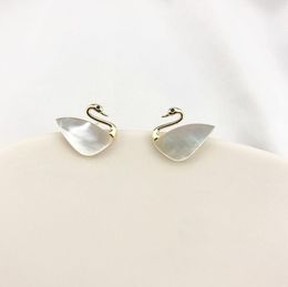 2020 new temperament S925 silver needle Swan Earrings female fashion small and simple accessories Natural Shell Earrings