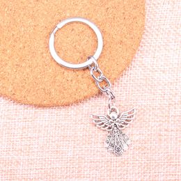 New Keychain 26*23mm guardian angel Pendants DIY Men Car Key Chain Ring Holder Keyring Souvenir Jewelry Gift