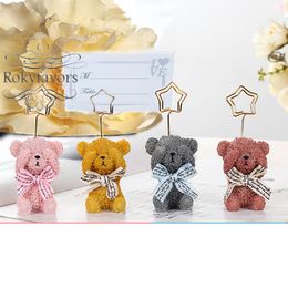 12PCS Little Bear Place Card Holder with Paper Card Kids Birthday Party Favors Baby Shower Table Decor Supplies Event Setting Ideas
