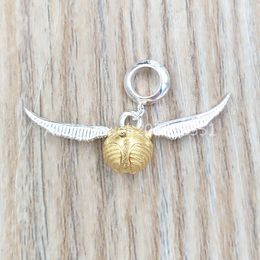 Andy Jewel Authentic 925 Sterling Silver pendants Herry Poter Sterling Golden Snitch Slider Charm Fits European bear Jewellery Style Gift WB0004-S