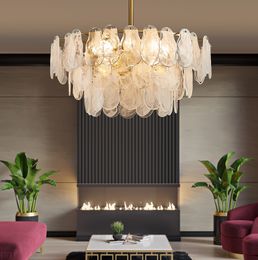 Post-modern minimalist living room glass chandelier light luxury bedroom pendant lamp American creative art restaurant pendant lights