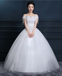 One Shoulder Wedding Dress 2019 New Korean Bride Plus Size Dress Boat Neck Off The Shoulder Vestido De Noiva