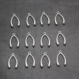 100Pcs alloy Wish Bone Charms Antique silver Charms Pendant For necklace Jewellery Making findings 24x14.5mm