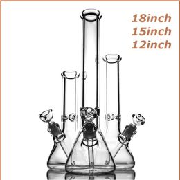 Hookahs 18inch bong percolator Water Pipe 9MM Thick Bongs Super Heavy Glass with Smoking Accessories have three size
