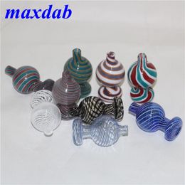 Wholeasle Smoking Carb Cap Coloured Bubbler Caps for Flat Top Quartz Banger Nails Dabber Glass Bongs water pipe Dab Oil Rigs
