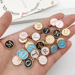 26pcs/set Enamel A-Z Alphabet Initial Letter Charms Handmade Pendant Charm Beads for DIY Bracelet Bangle Necklace Jewellery Making Findings