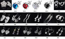 Mixed Earring Dangle & Chandelier 50 pcs a lot 925 sterling silver jewelry factory price Fashion Shine Earrings 1274