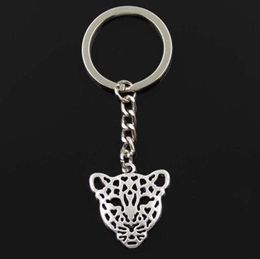 Fashion 20pcs/lot Key Ring Keychain Jewelry Silver Plated Hollow Leopard Head Charms pendant key accessories