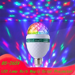 Laser lighting 3W E27 RGB Led Lamp Bulb Magic Color Projector Auto Rotating Stage Light AC85-265V For Holiday Party Bar KTV Disco