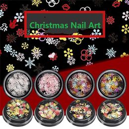 1 Box Nagelsquinder Snöflingor Juldekoration Glänsande glitterdesigner Blandade färger 3D-klistermärken för nagelkonst manikyr