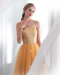Orange Brautkleider, günstiges Damenkleid, trägerlos, Schmetterlings-A-Linie, Braut-Ballkleid, Größe 2 4 6 8 102772